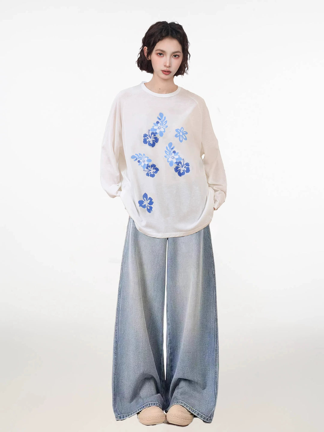 Floral Tulle Sun Protection Long Sleeve Top