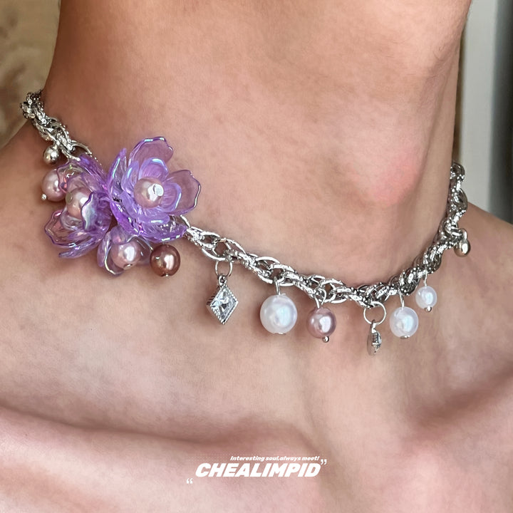Flower Pearl Clavicle Chain Necklace
