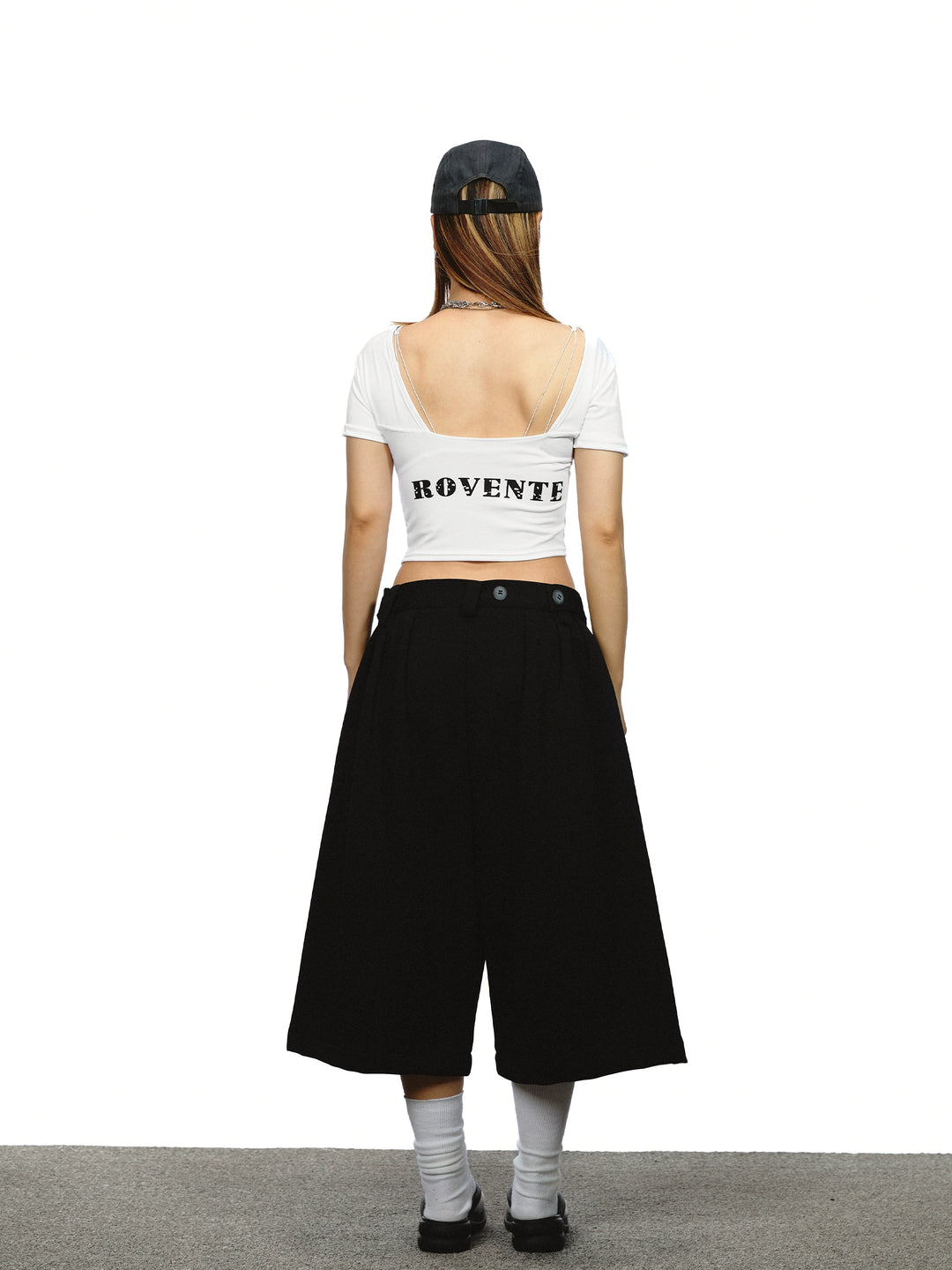 Backless Letter Print Short Sleeve Turtleneck