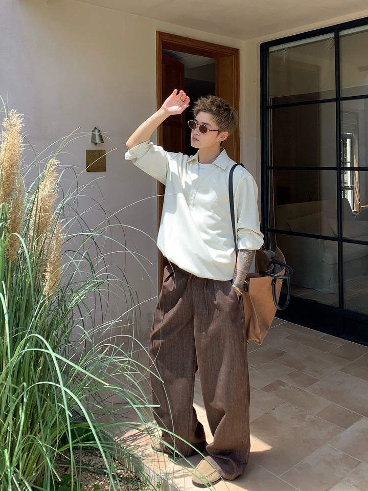 Linen V-Neck Loose Fit Pullover