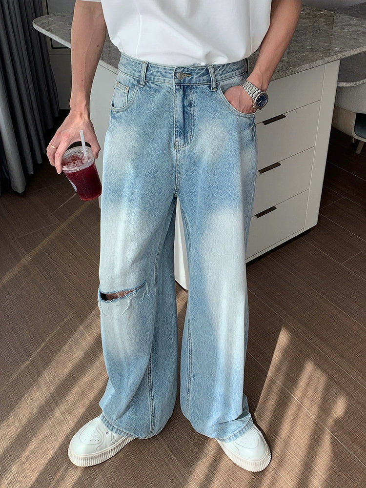 Ripped Straight Leg Jeans