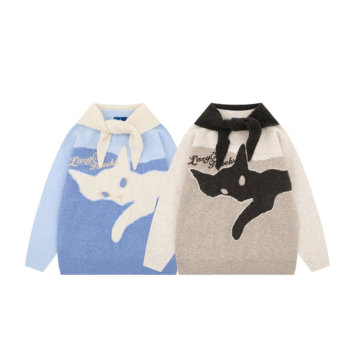 Jacquard Cat Knit Sweater