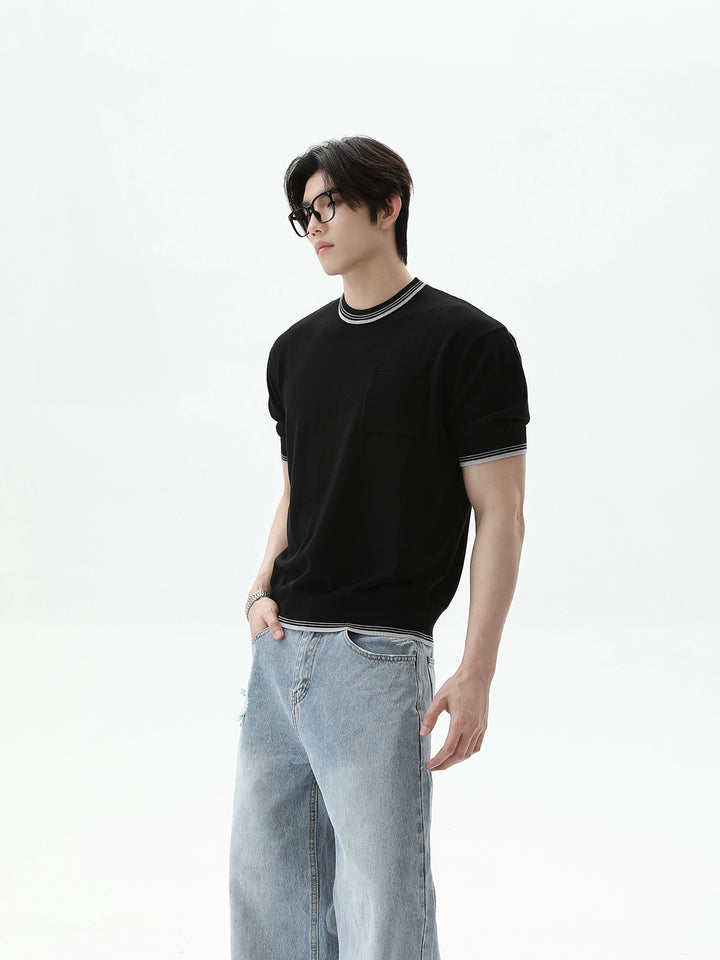 Strick Rundhals Slim Pullover Top 