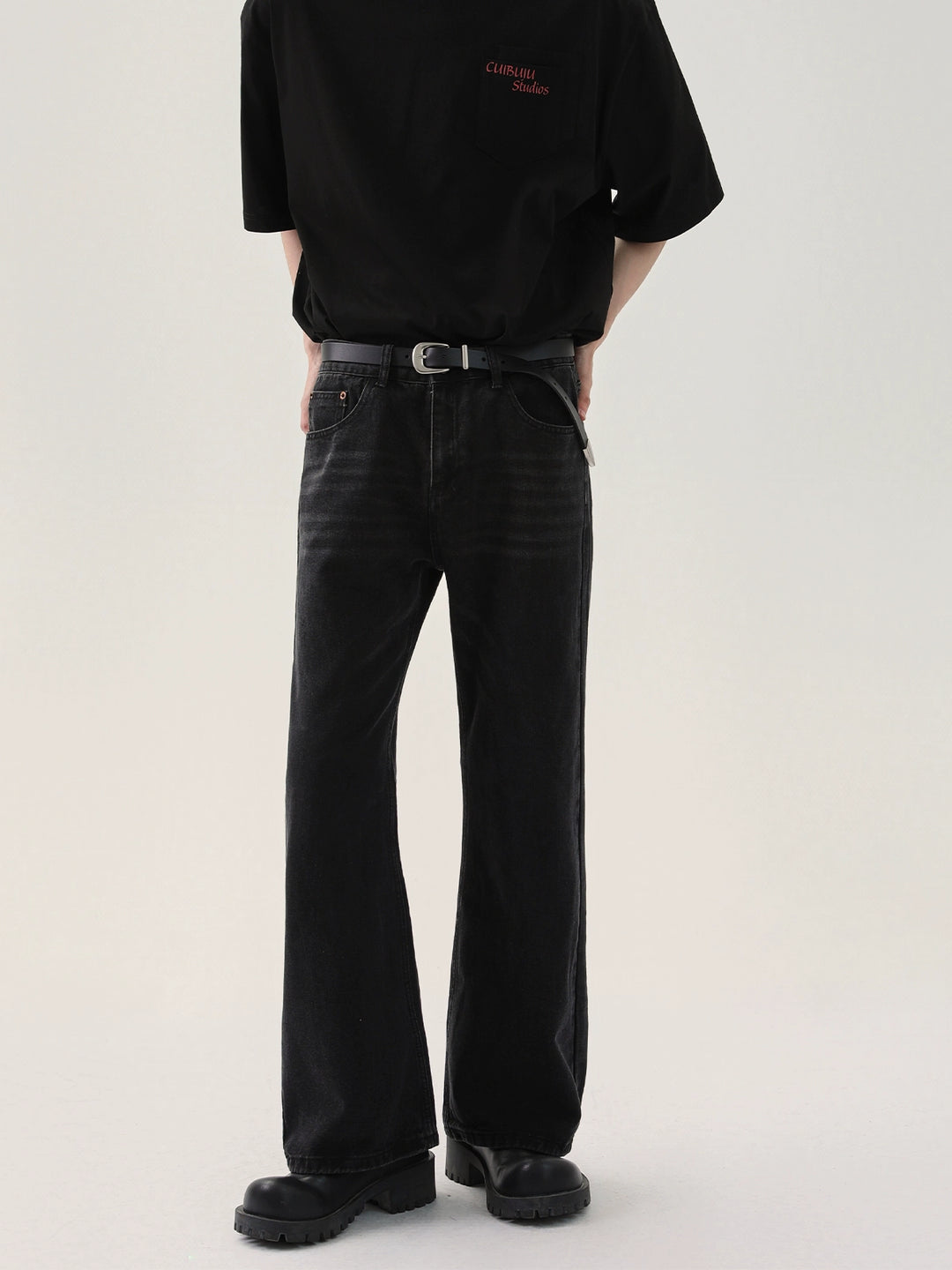 Distressed Slim Fit Flared Jeans 