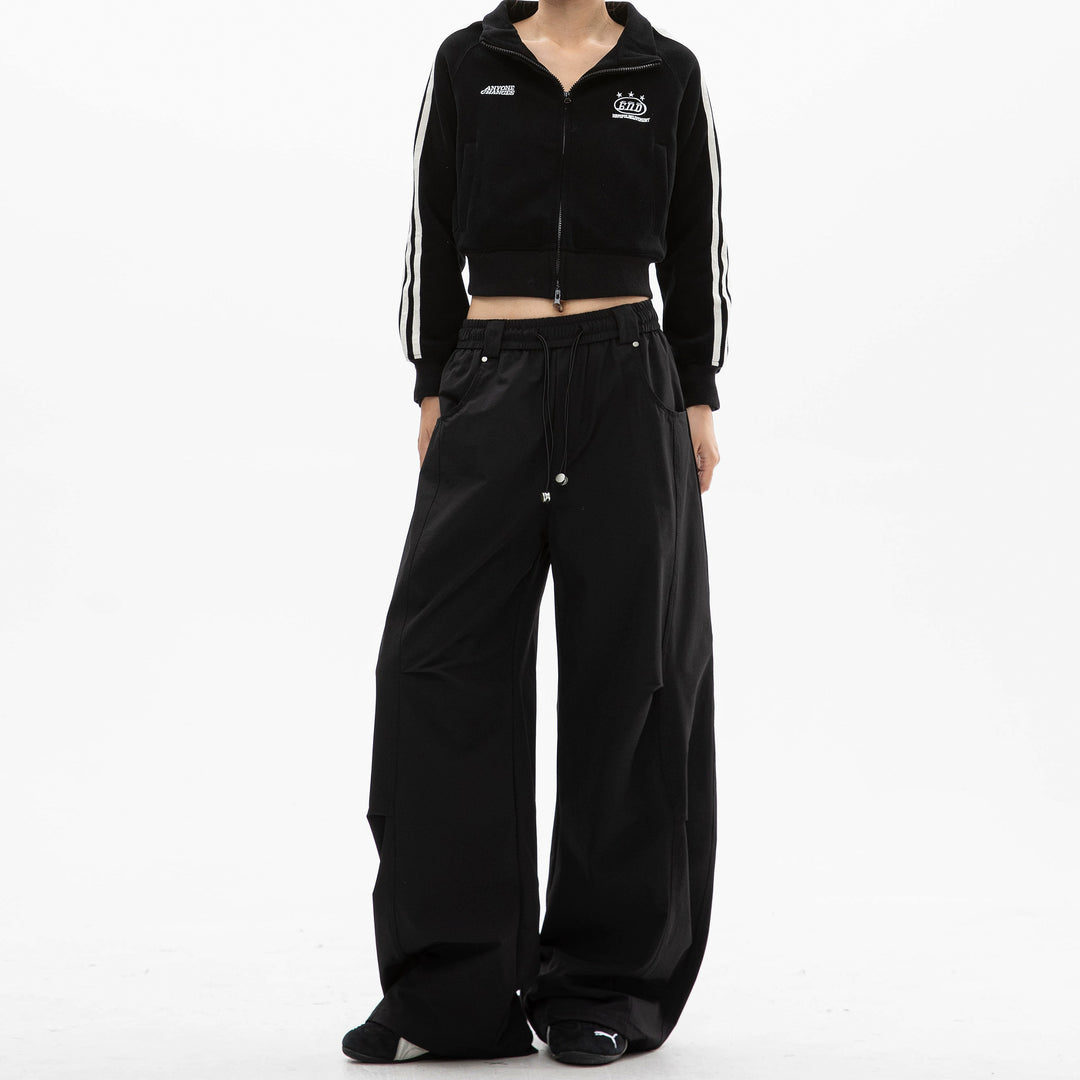 Loose Pleated Straight Wide-Leg Pants