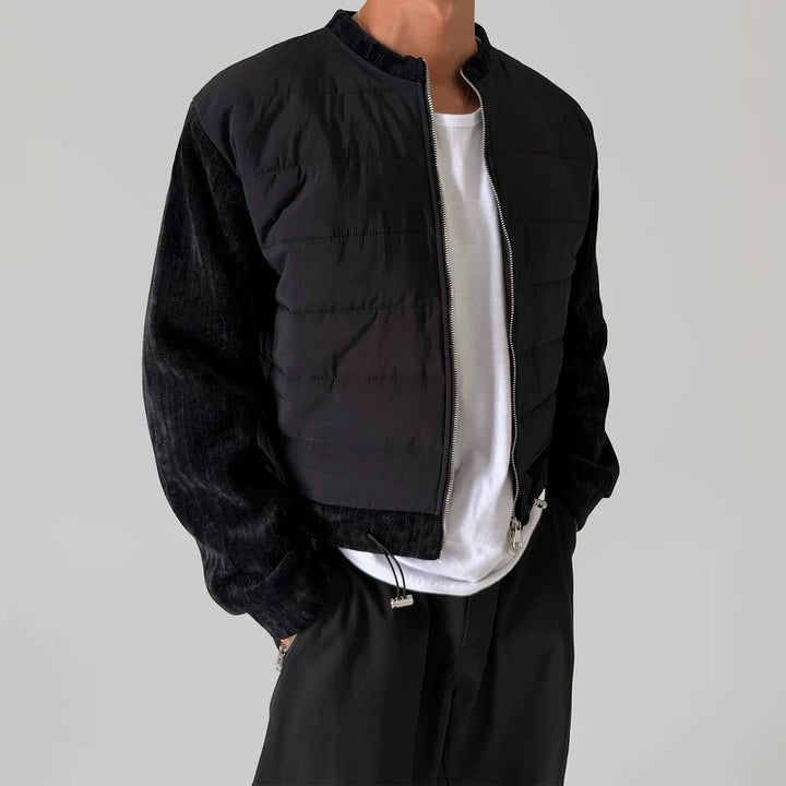 퀼트 패치워크 니트 야구 재킷 