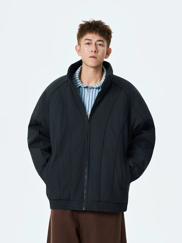 سترة شتوية مبطنة بسحاب وياقة مرتفعة 