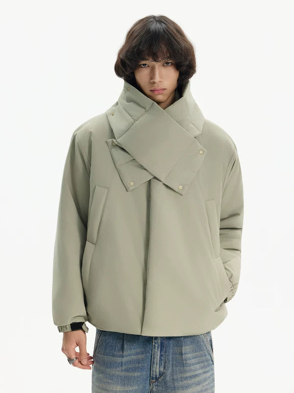 탈부착 가능한 스카프 스탠드 칼라 겨울 재킷 