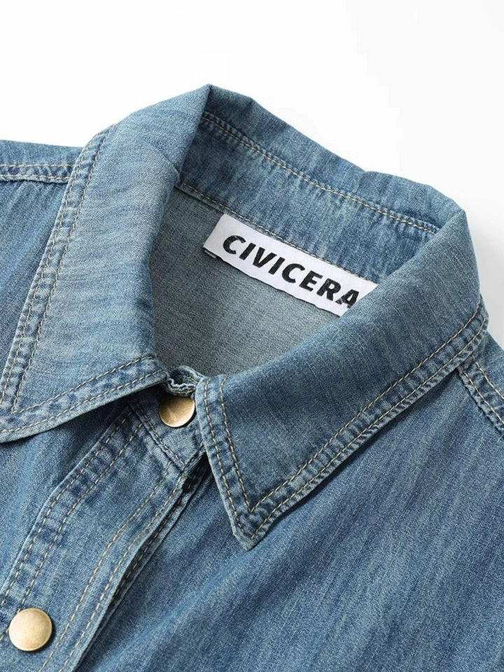 Short Sleeve Denim Button Up Shirt