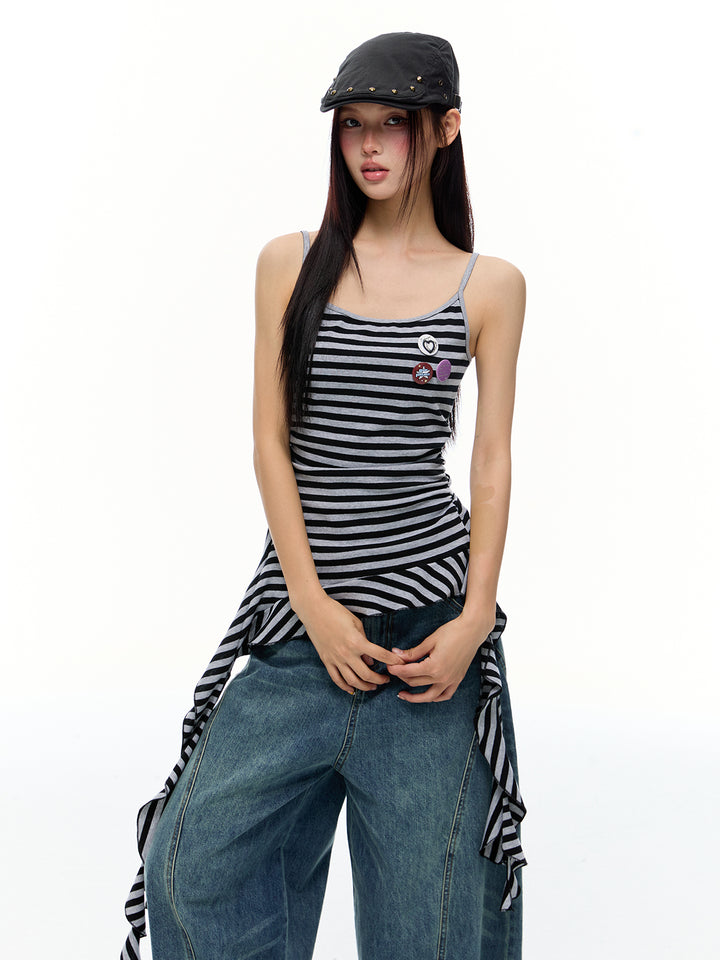 Randig ojämn fåll camisole tank top 