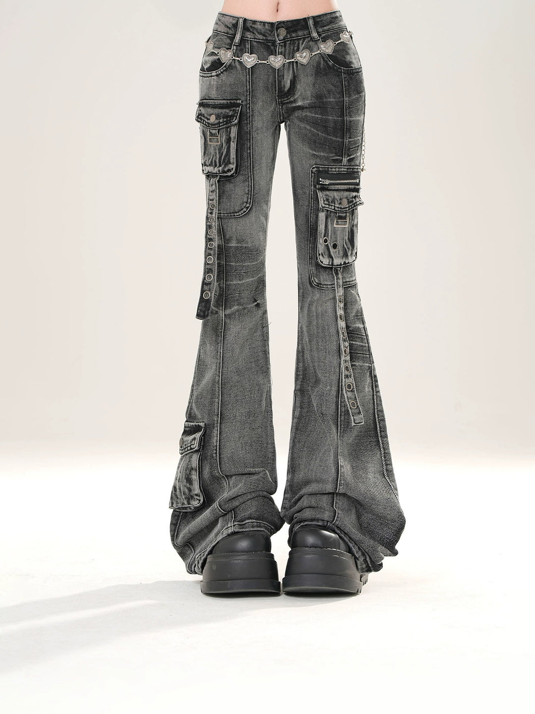Slim Fit Flared Cargo Jeans