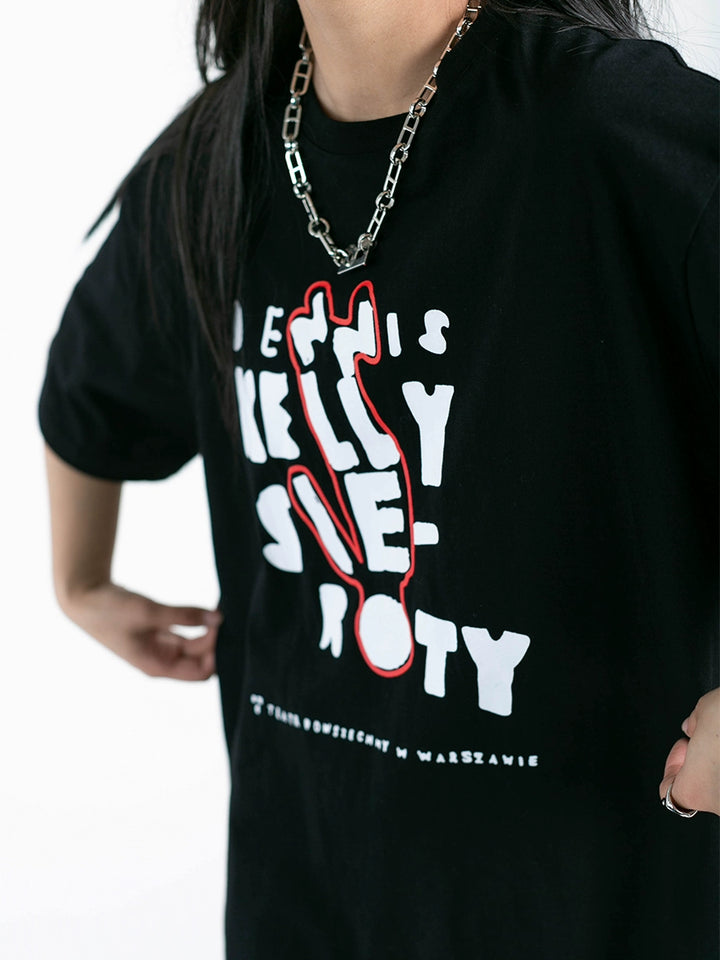 Letter Print Oversized Short Sleeve T-shirt