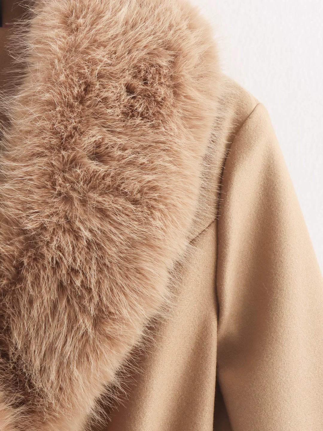 Fur Collar Long Wool Coat