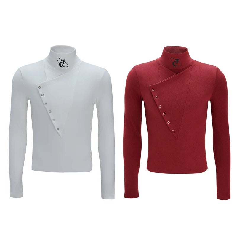 High-Neck Wool-Cotton Blend Pullover