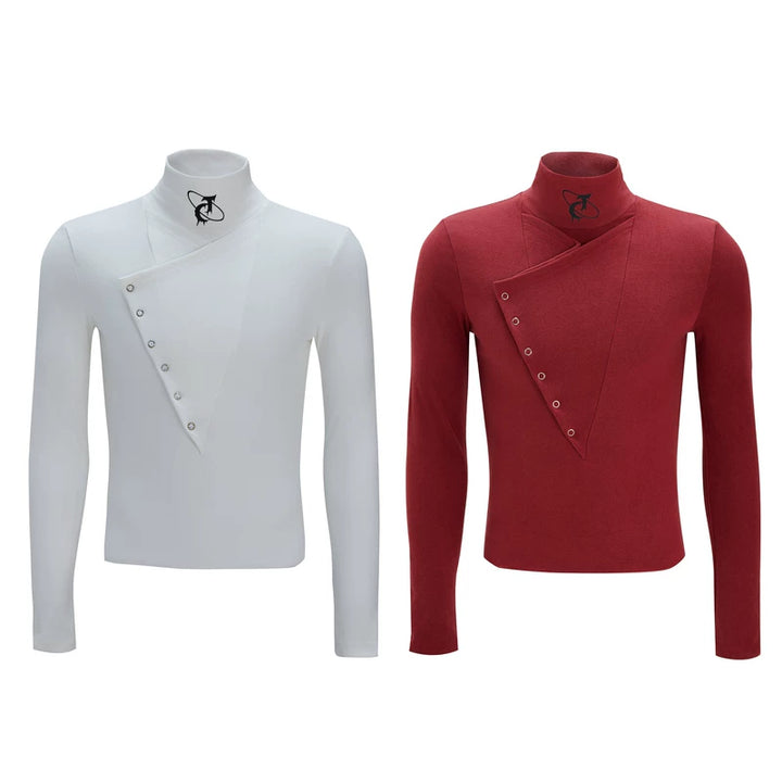 High-Neck Wool-Cotton Blend Pullover