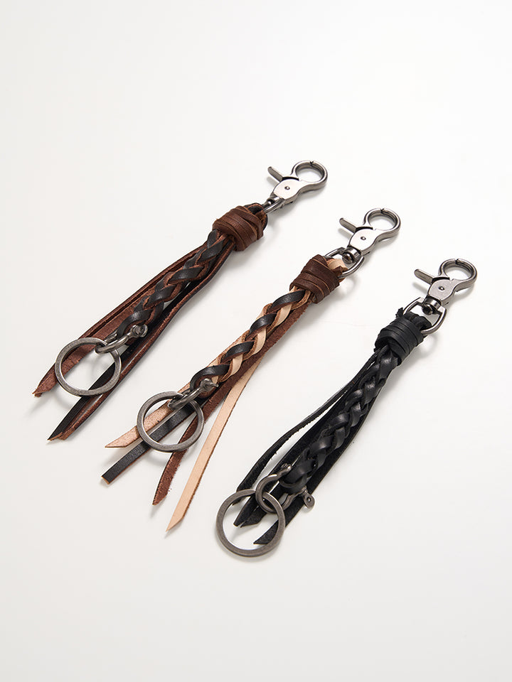 Geflochtenes Leder Gürtel Schlüsselanhänger Hosenaccessoire 