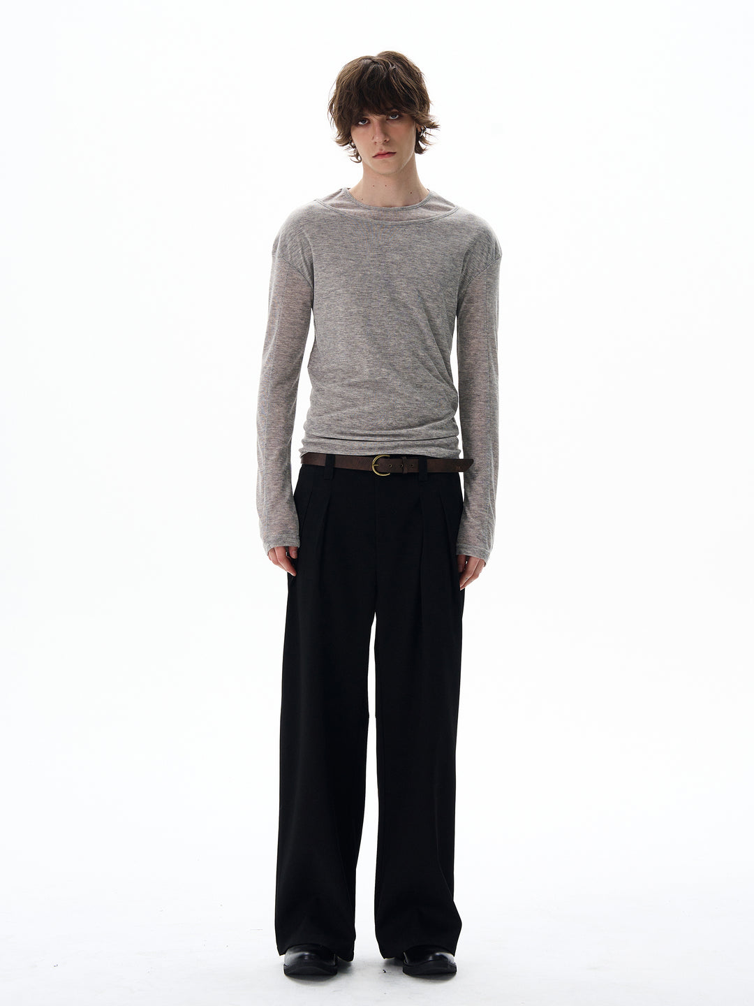 Pleated Wide Leg Straight Casual Pants