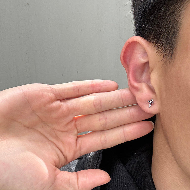 S925 Silver Four Leaf Clover Stud Earrings