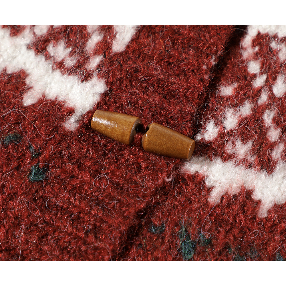Fair Isle Horn Button Knit Sweater