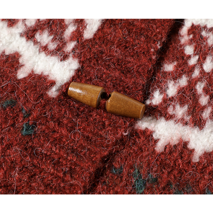 Fair Isle Horn Button Knit Sweater