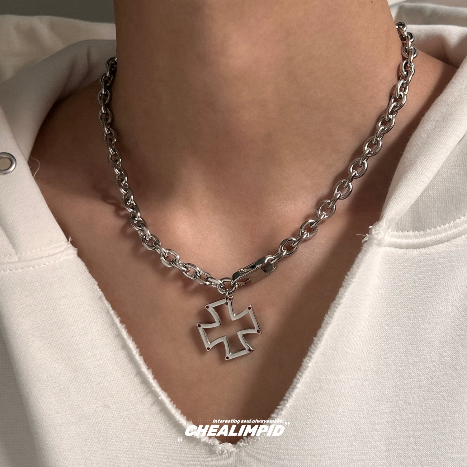 Titanium Steel Cross Pendant Necklace