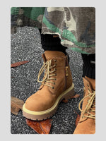 Waterproof Leather Lace-Up Boots