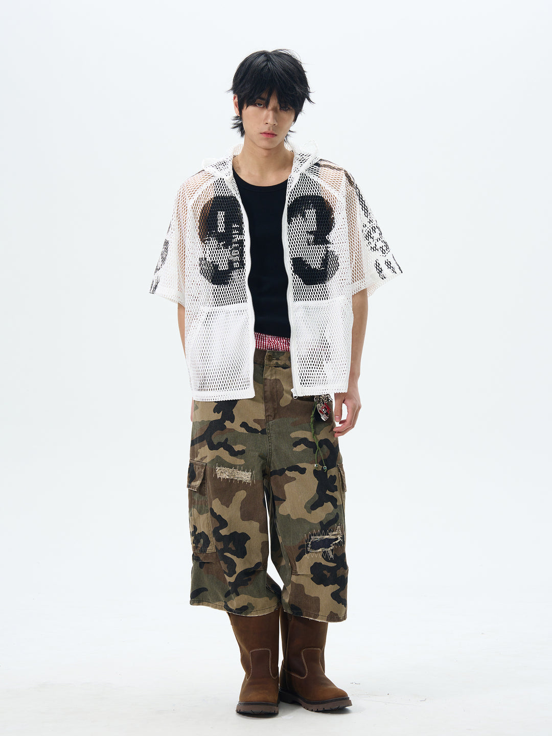 Camouflage Multi-pocket Cropped Pants