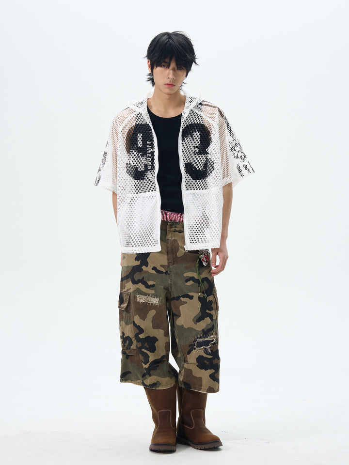Camouflage Multi-pocket Cropped Pants