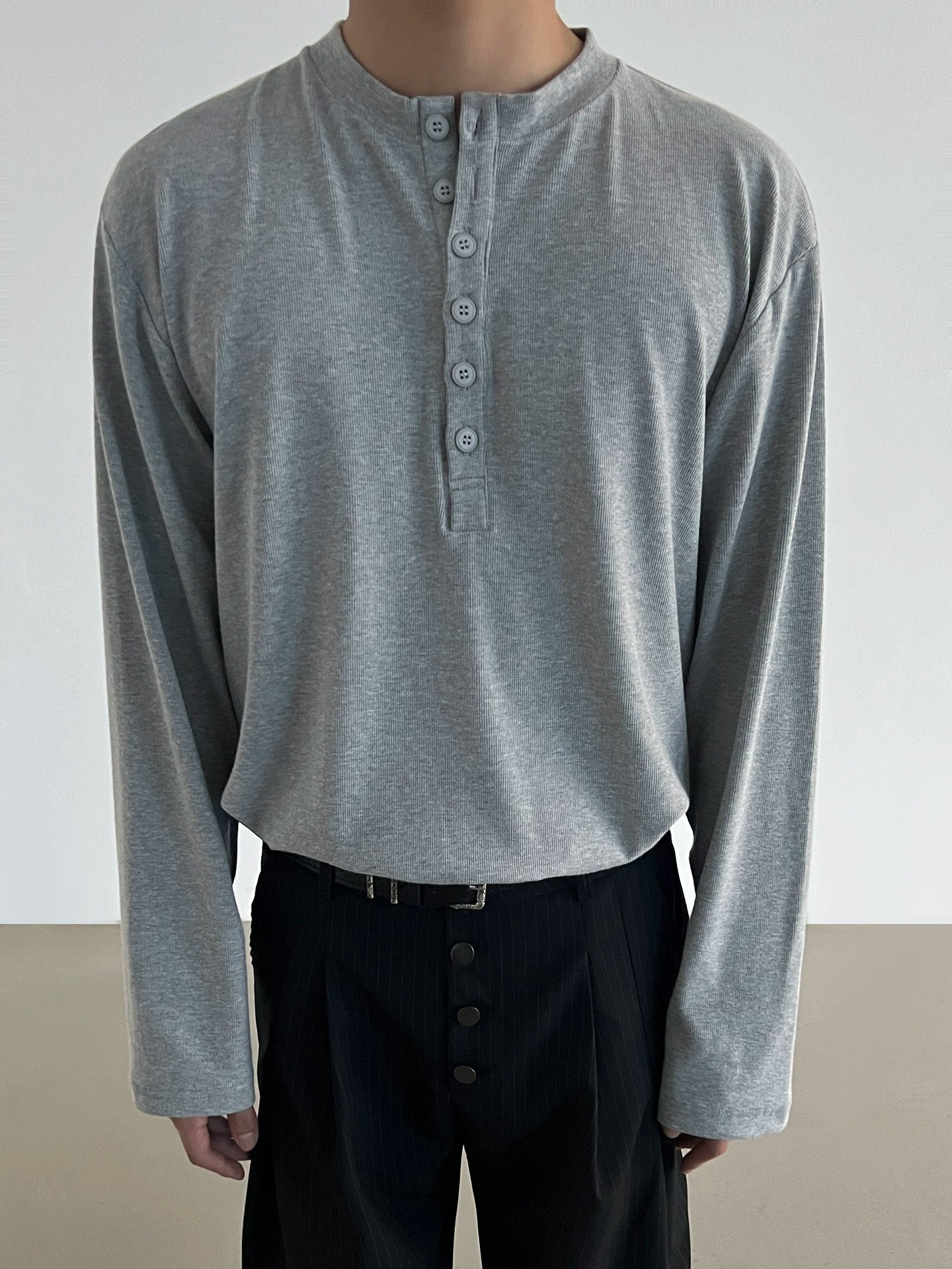 Henley Yaka Uzun Kollu Kazak Gömlek 