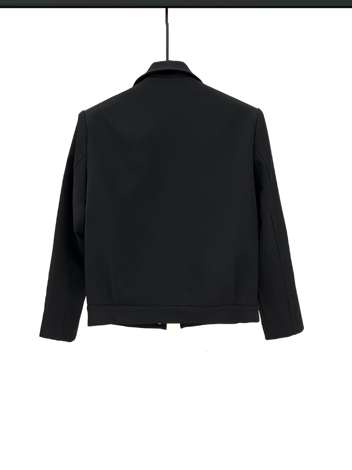 Chaqueta corta casual con botones de doble cuello 