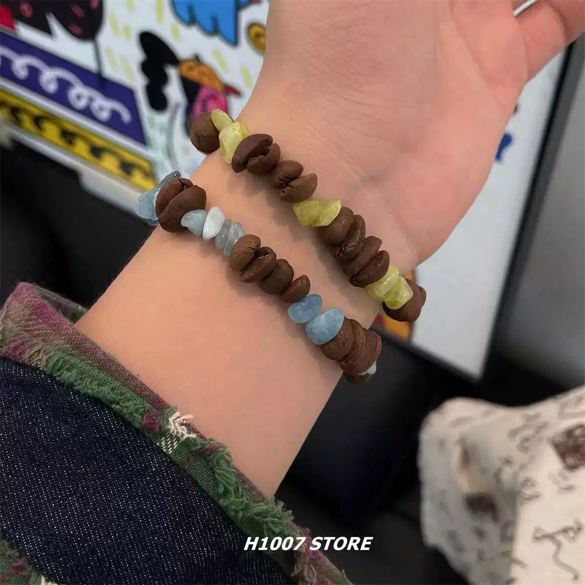 Handmade Coffee Bean Stone Bracelets