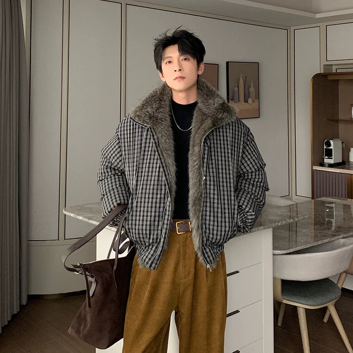 Houndstooth Kapotte Geïsoleerde Losse Fit Jas 