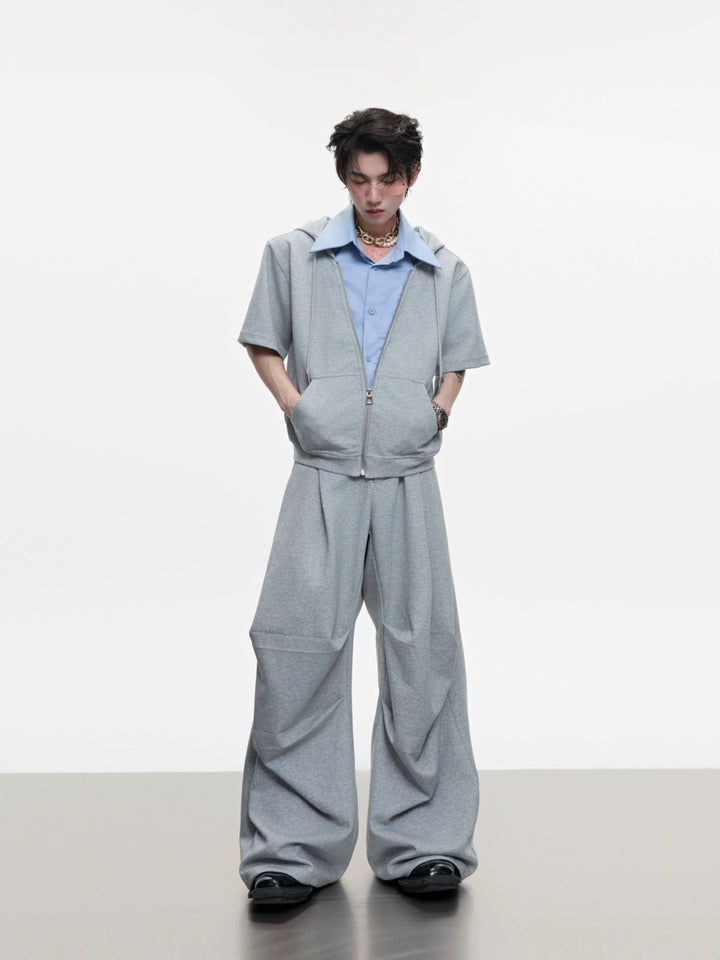 Hoodie mit kurzen Ärmeln und Hose Set 