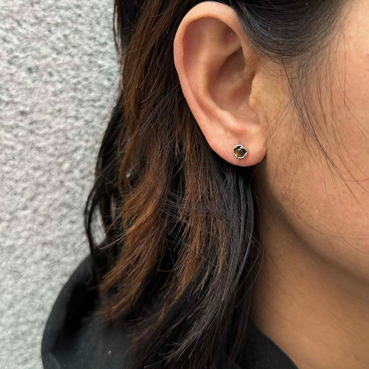 Tiger Eye Sterling Silver Stud Earring