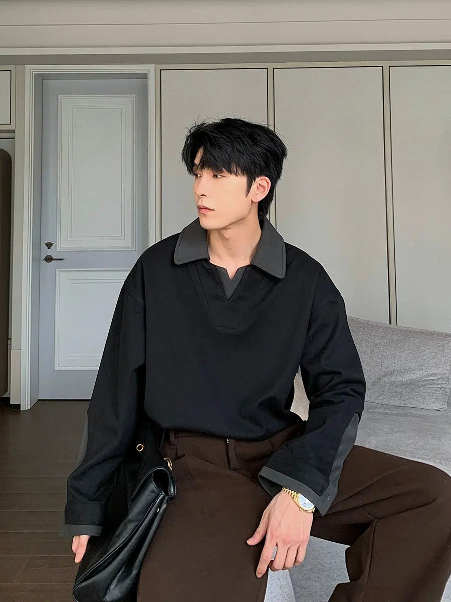 Lapel Long-sleeved Two-piece Pullover