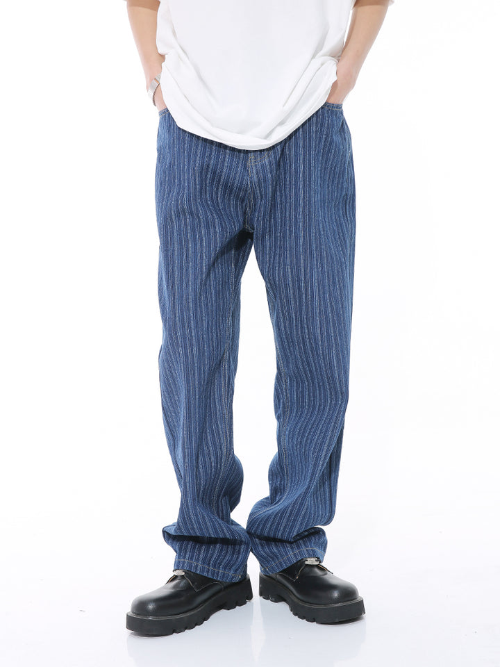 Vertical Stripe Loose Straight Jeans