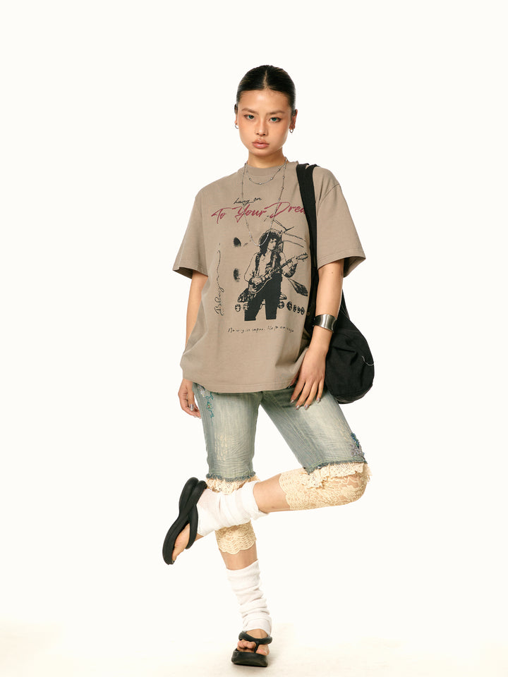 Retro Graphic Washed Short-Sleeve T-shirt
