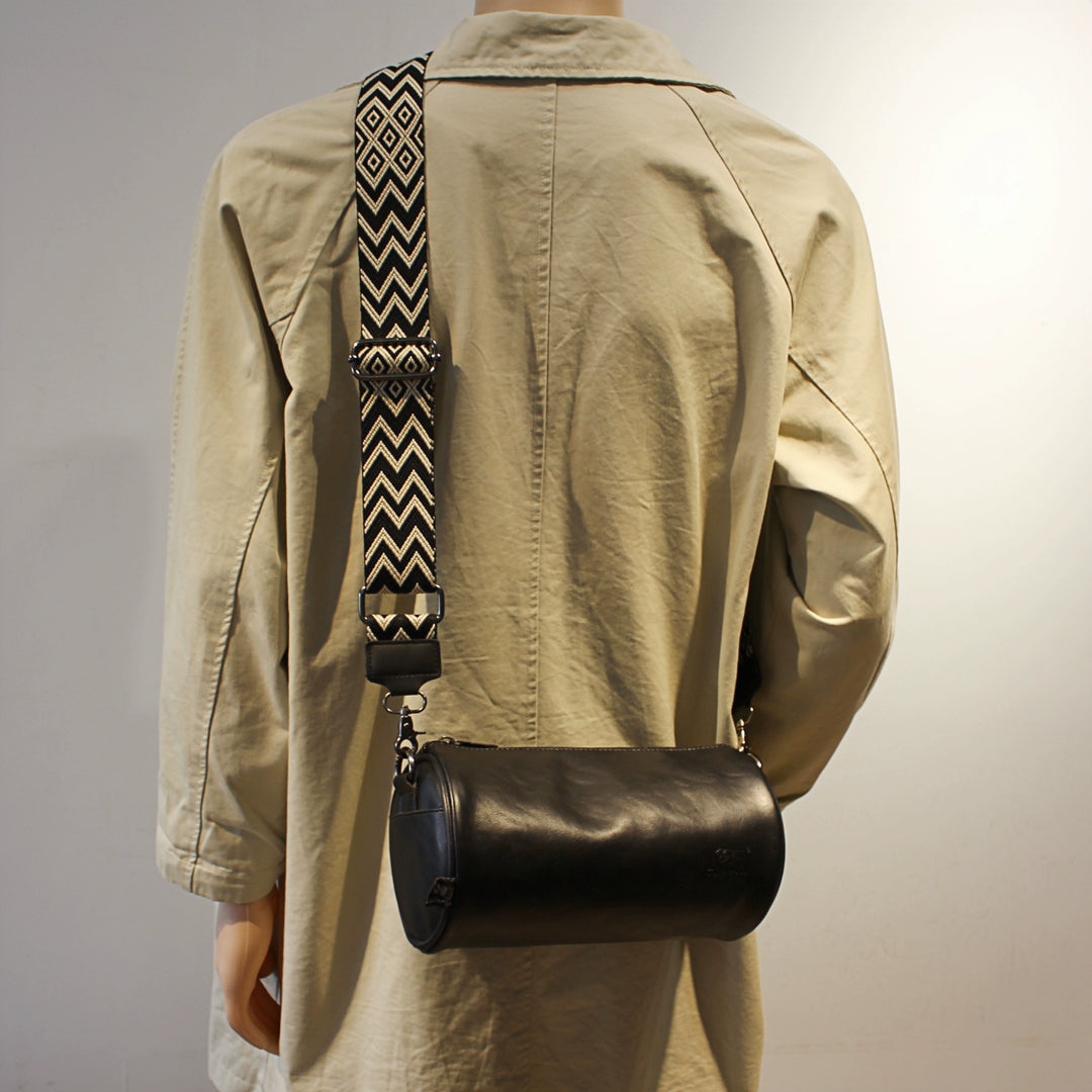 Cylindrical Leather Shoulder Messenger Bag