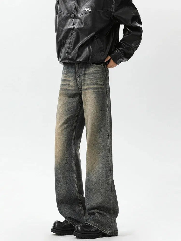 Washed Flared Straight-leg Jeans