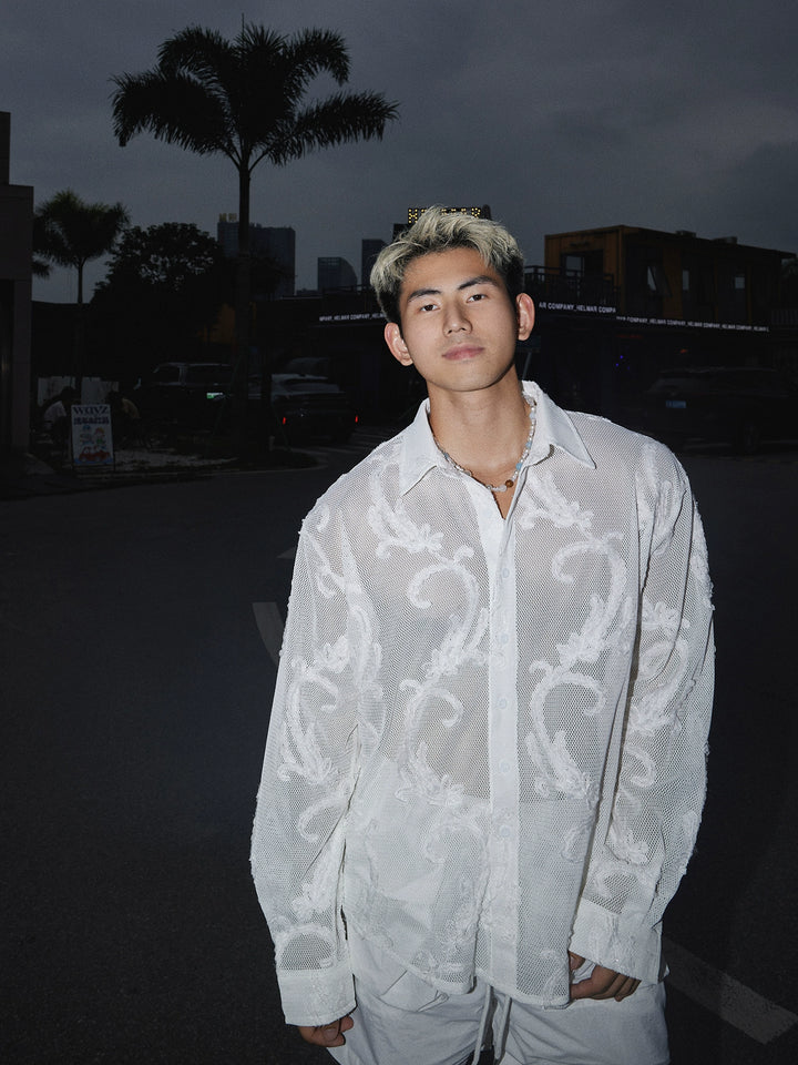 Loose Jacquard Texture Casual Shirt