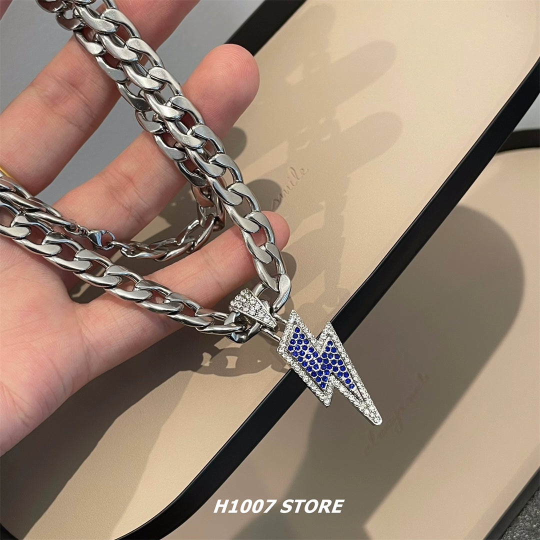 Lightning Pendant Cuban Chain Necklace