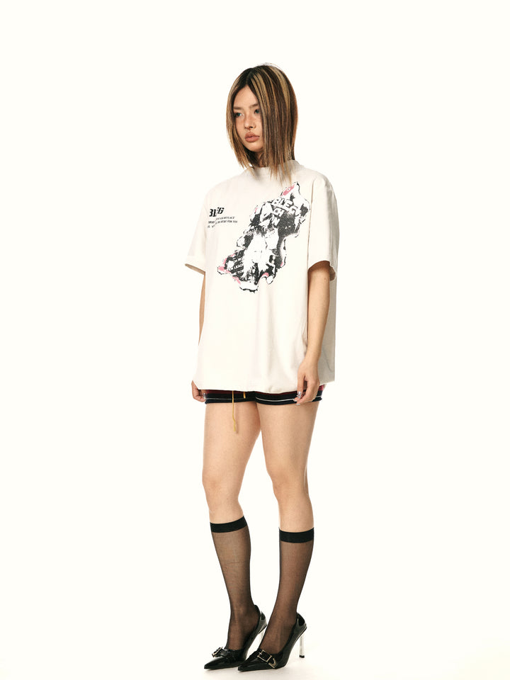 Retro Loose Print Short Sleeve T-shirt
