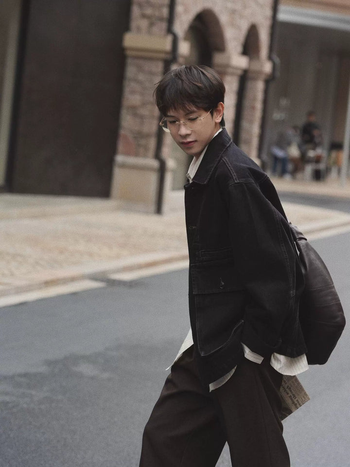 순면 레트로 더블 포켓 데님 재킷 