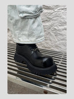 Leather Thick-Sole Derby Casual Shoes