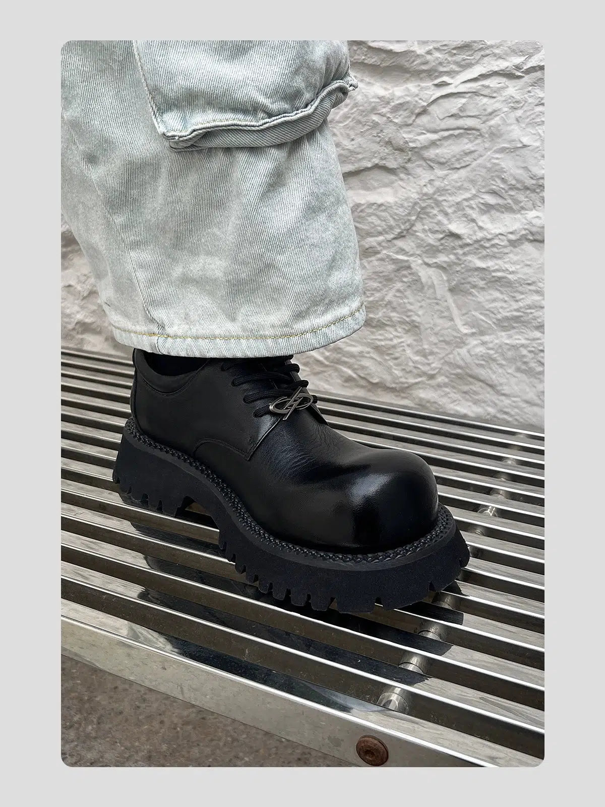 Leather Thick-Sole Derby Casual Shoes