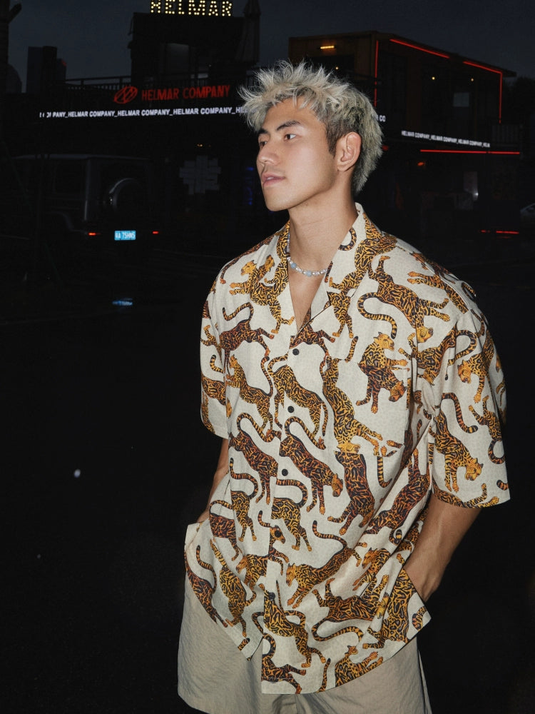 Leopard Print Cuban Collar Hawaiian Shirt