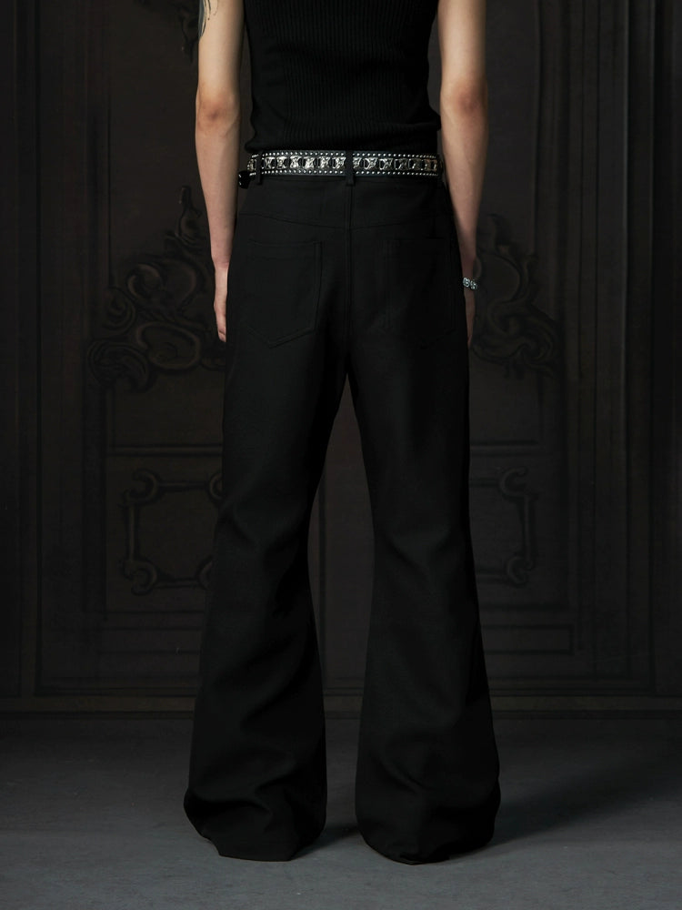 Flared Pants with Leopard Print Panels