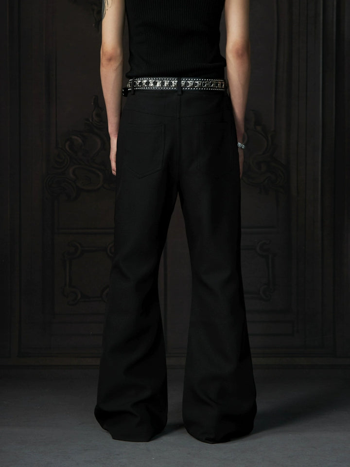 Flared Pants with Leopard Print Panels