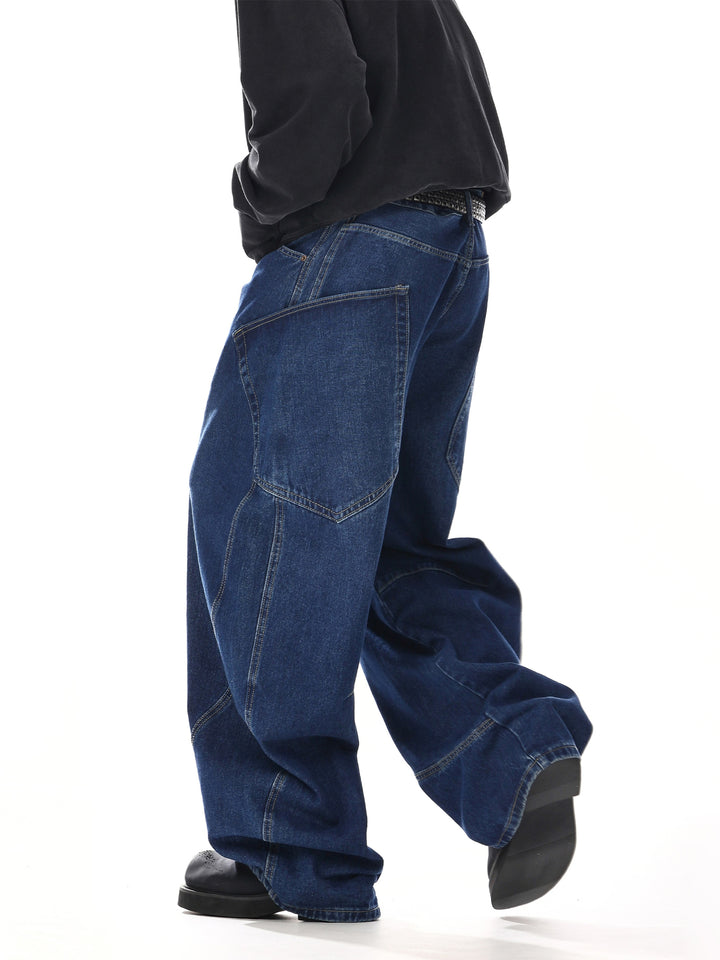 Wide-Leg Distressed Jeans