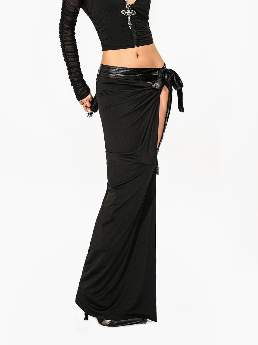 Strappy High Slit Irregular Long Skirt